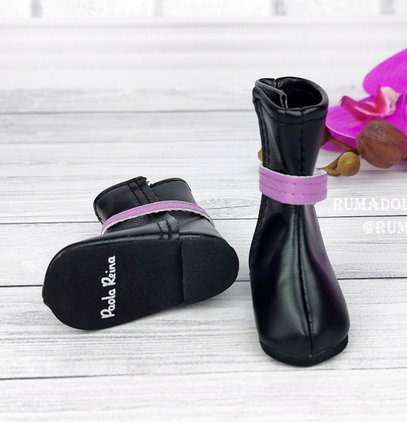 Сапоги черные с фиолетовой пряжкой, для кукол 32 см., арт. 63210 - 5