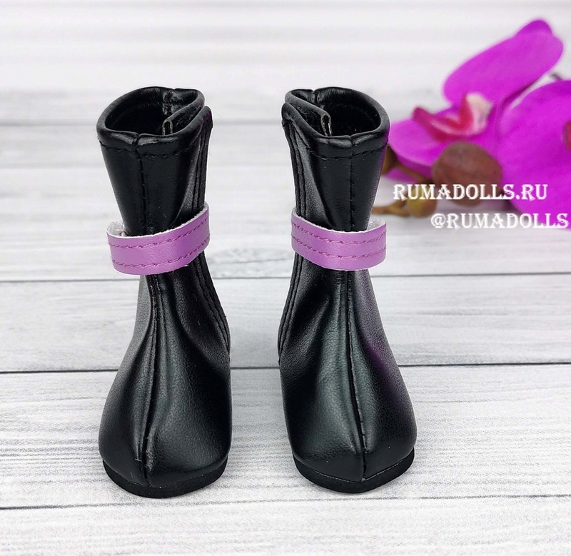Сапоги черные с фиолетовой пряжкой, для кукол 32 см., арт. 63210 - 6