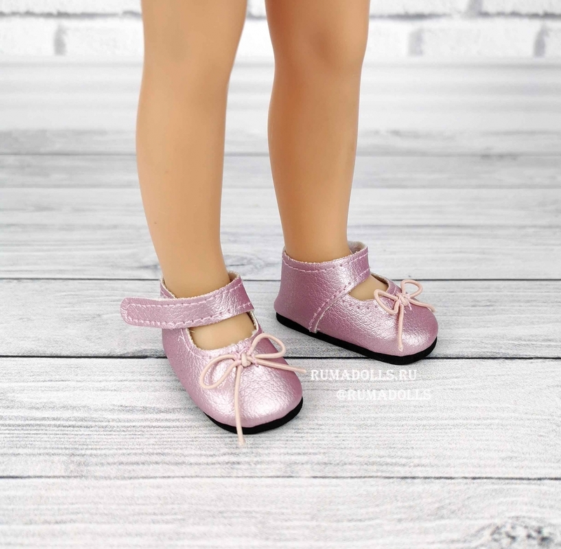 Туфли розовые с застежкой-липучкой для кукол 32 см, арт. 63220 - 7