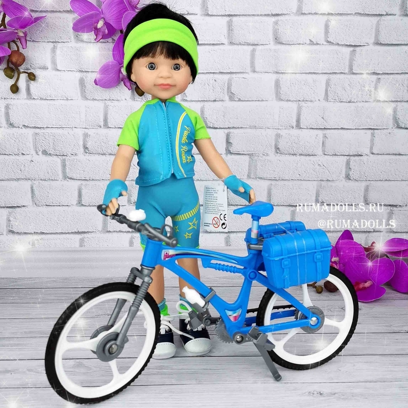 Кукла Кармело велосипедист, арт. 04659, 32 см