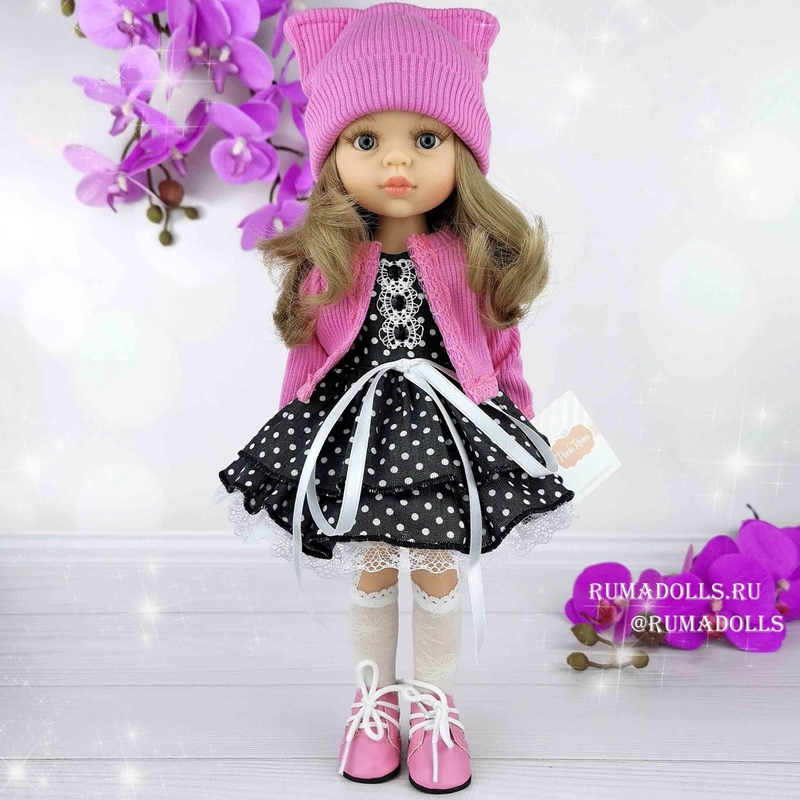 Кукла Карла в комплекте в белый горошек, 32 см Розовый - 20