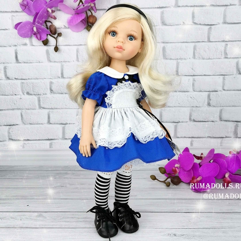 Кукла Клаудия в костюме «Алиса в стране чудес», 32 см В темно-синем - 12